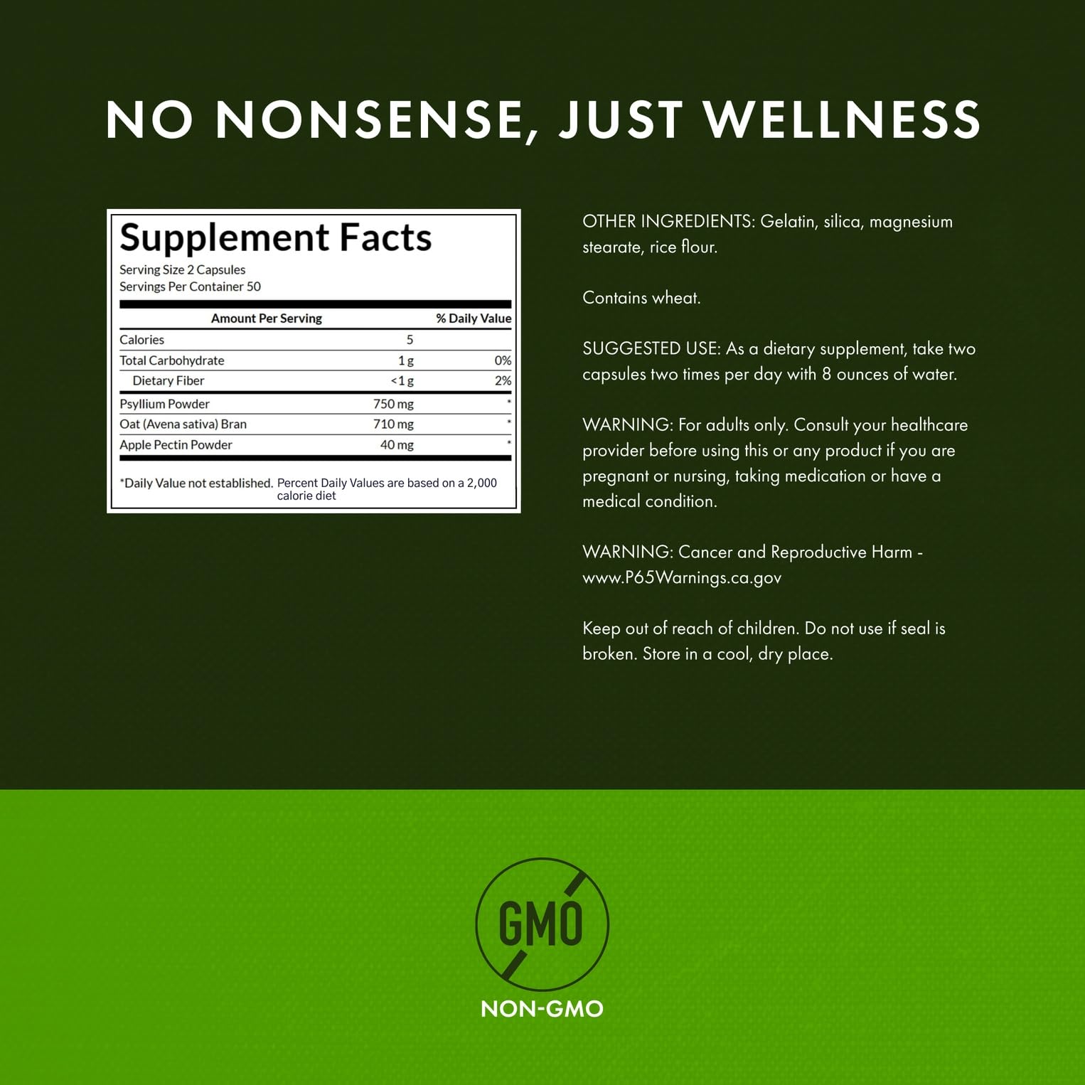 Close-up of Tri-Fiber Complex ingredients: psyllium, oat bran, and apple pectin