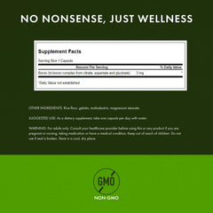 Premium mineral supplement packaging highlighting boron forms