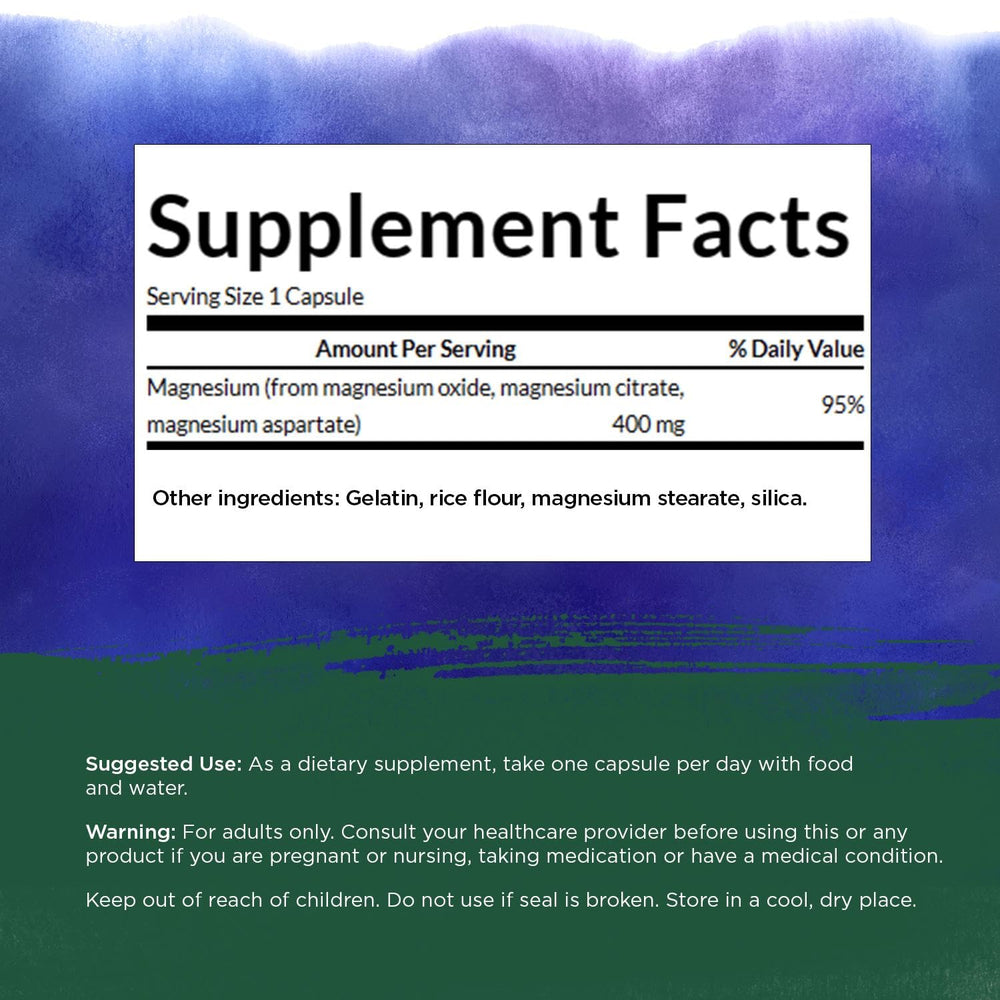 Swanson Triple Magnesium Complex bottle back label