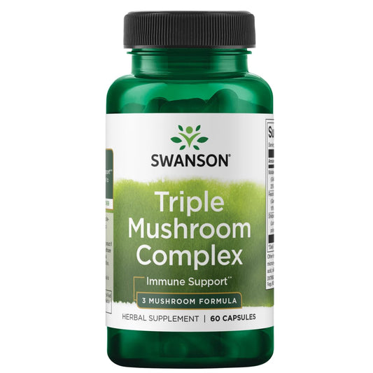Swanson High-Potency Triple Mushroom Standardized Complex bottle with 60 capsules