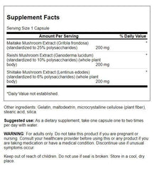 Close-up of standardized shiitake, reishi and maitake mushroom extracts used in the formula