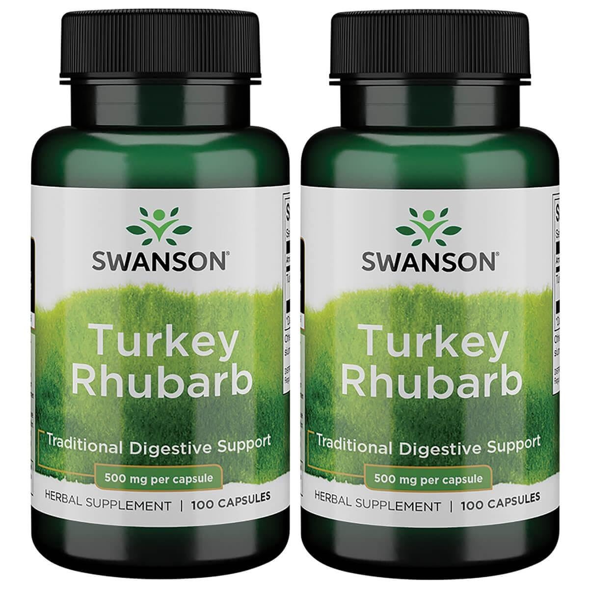 Swanson Turkey Rhubarb Digestive Health Supplement - 100 Capsules, 500mg per Capsule - 2 Pack