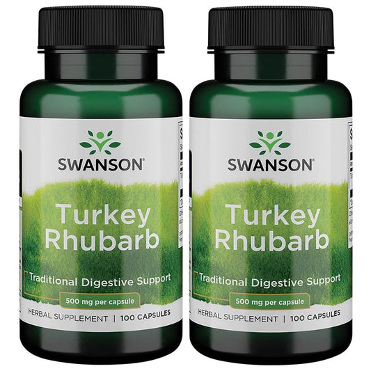 Swanson Turkey Rhubarb Digestive Health Supplement - 100 Capsules, 500mg per Capsule - 2 Pack