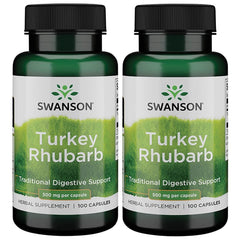 Swanson Turkey Rhubarb Digestive Health Supplement - 100 Capsules, 500mg per Capsule - 2 Pack