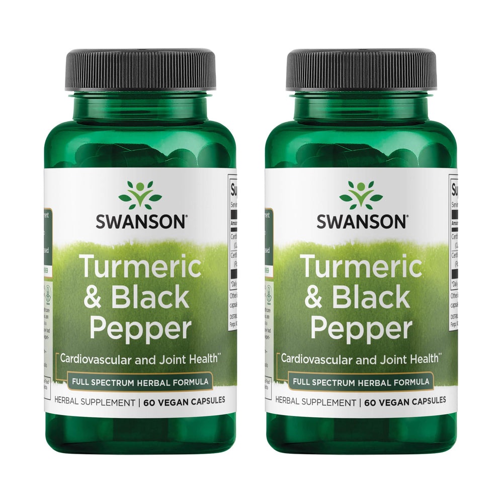Swanson Turmeric & Black Pepper 60 capsules bottle – front view
