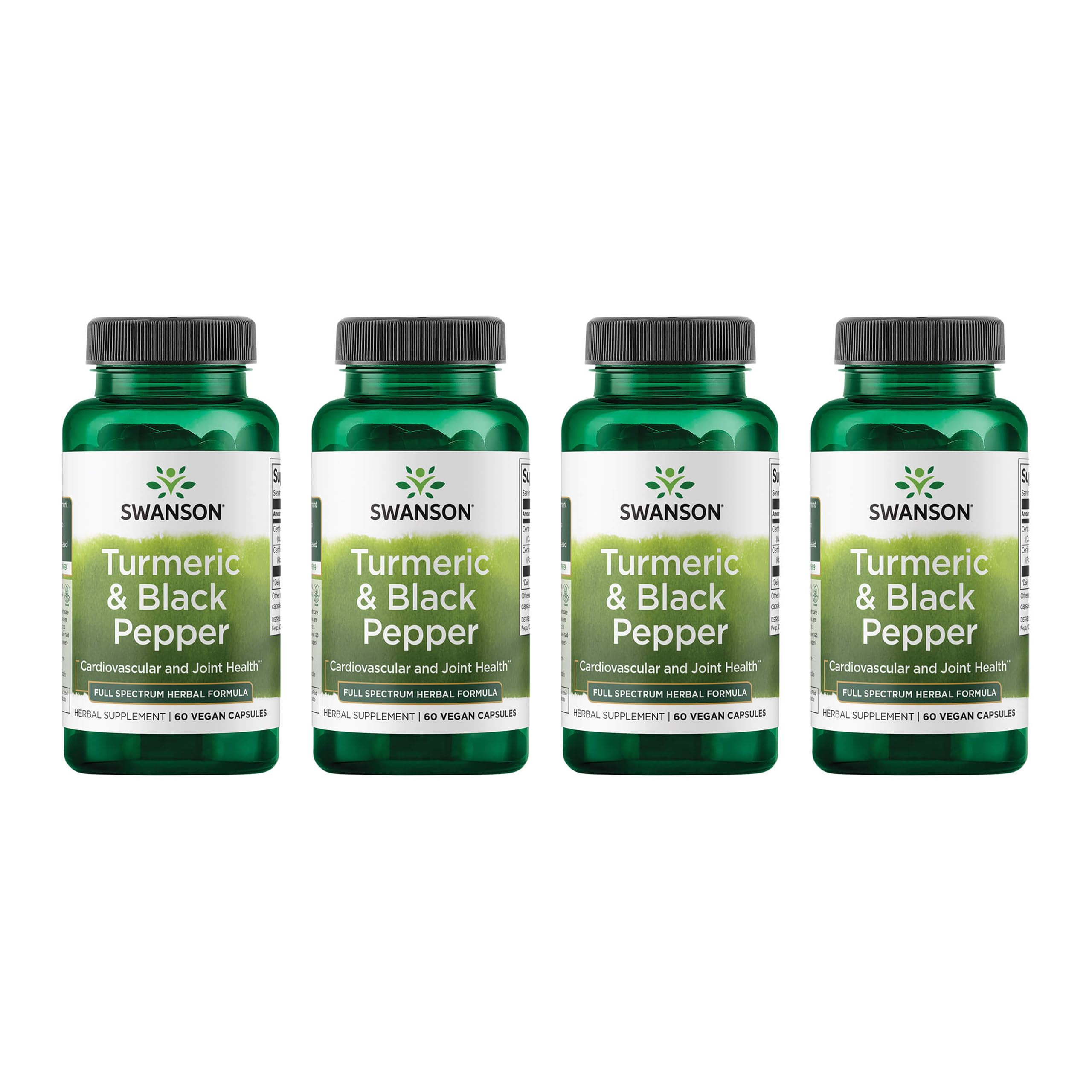 Swanson Turmeric & Black Pepper 60 veggie capsules 4-pack – hero image