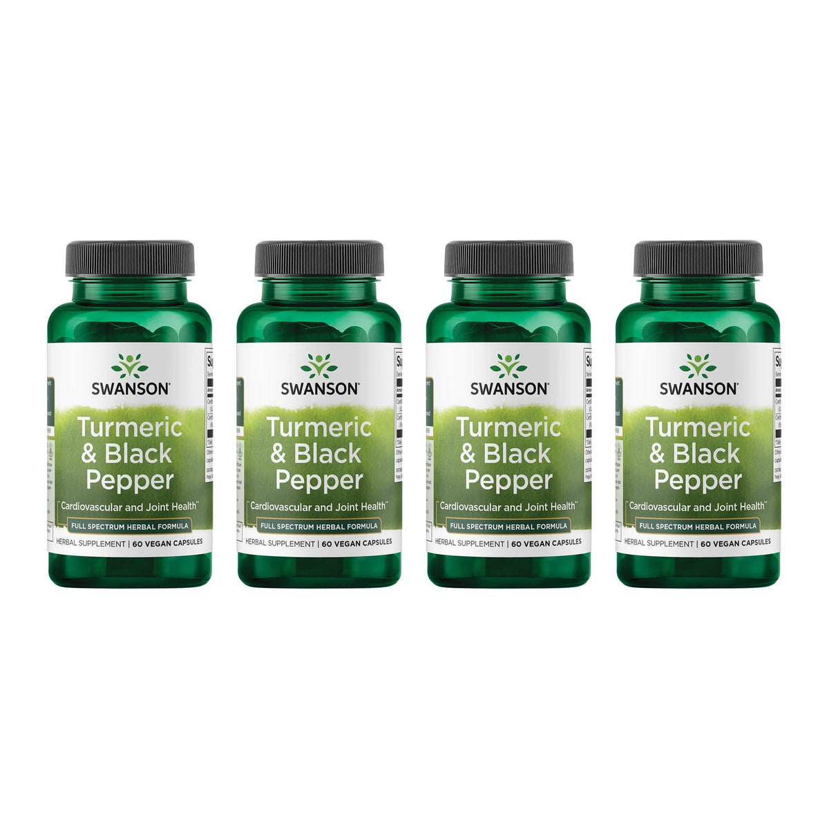 Swanson Turmeric & Black Pepper 60 veggie capsules 4-pack – hero image
