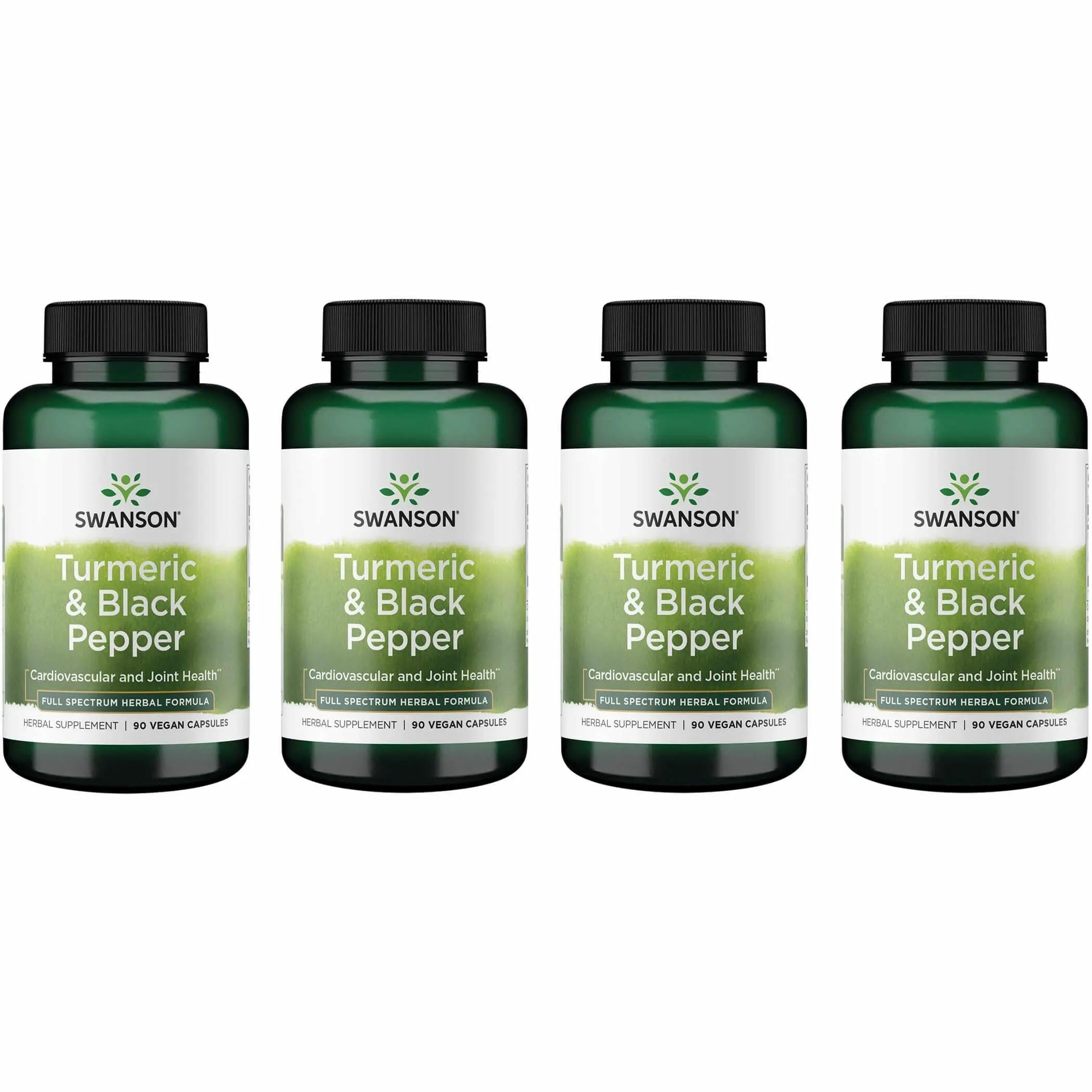Swanson Turmeric and Black Pepper 90-veg caps bottle front may support joint comfort