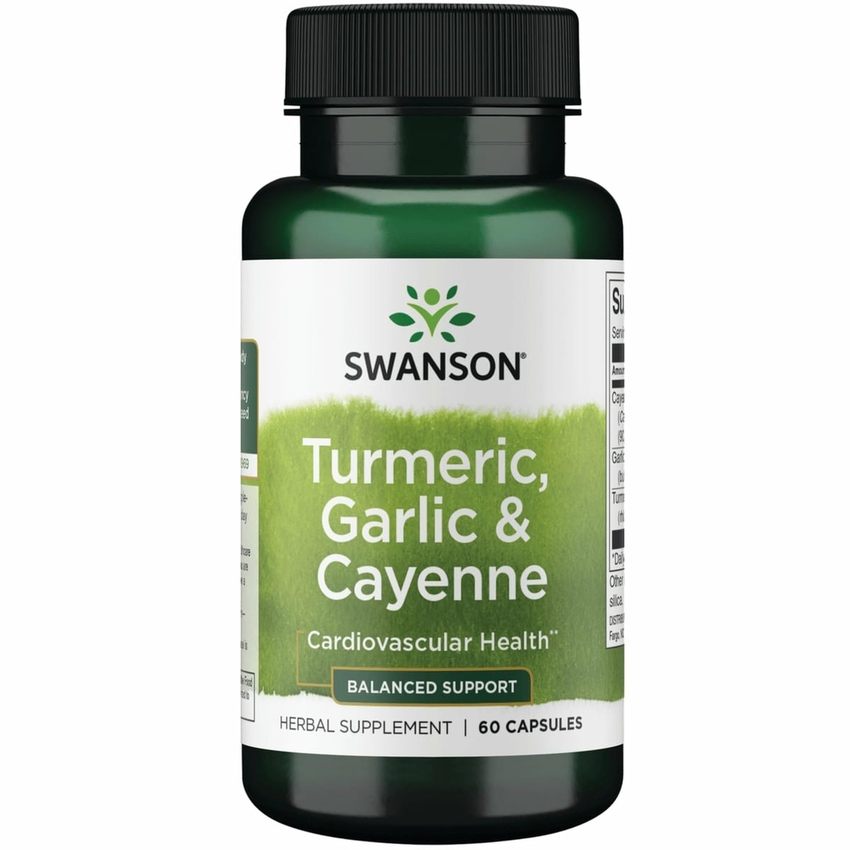 Bottle of Swanson Full Spectrum Turmeric Garlic & Cayenne 60 capsules