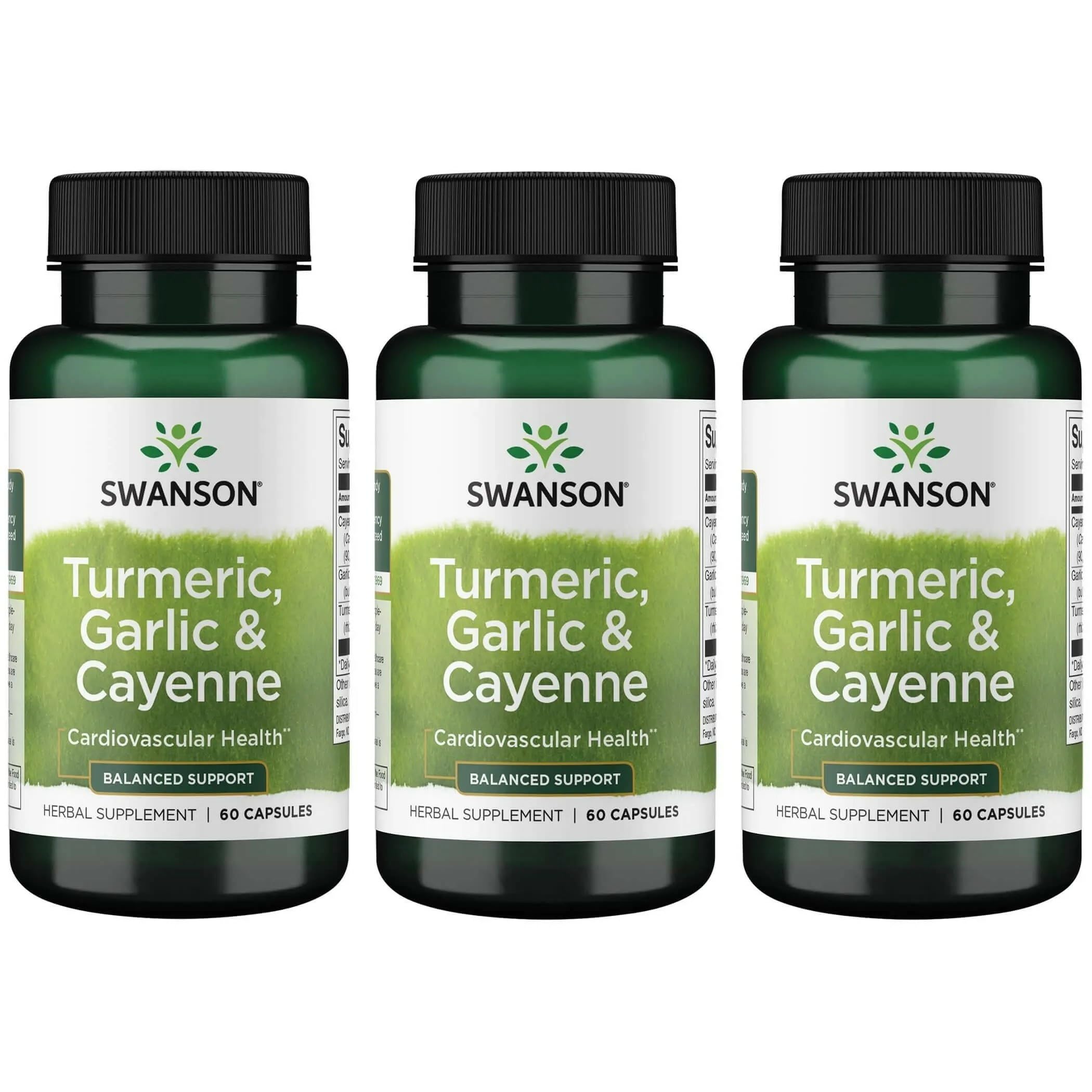 Bottle of Swanson Full Spectrum Turmeric Garlic & Cayenne 60 capsules