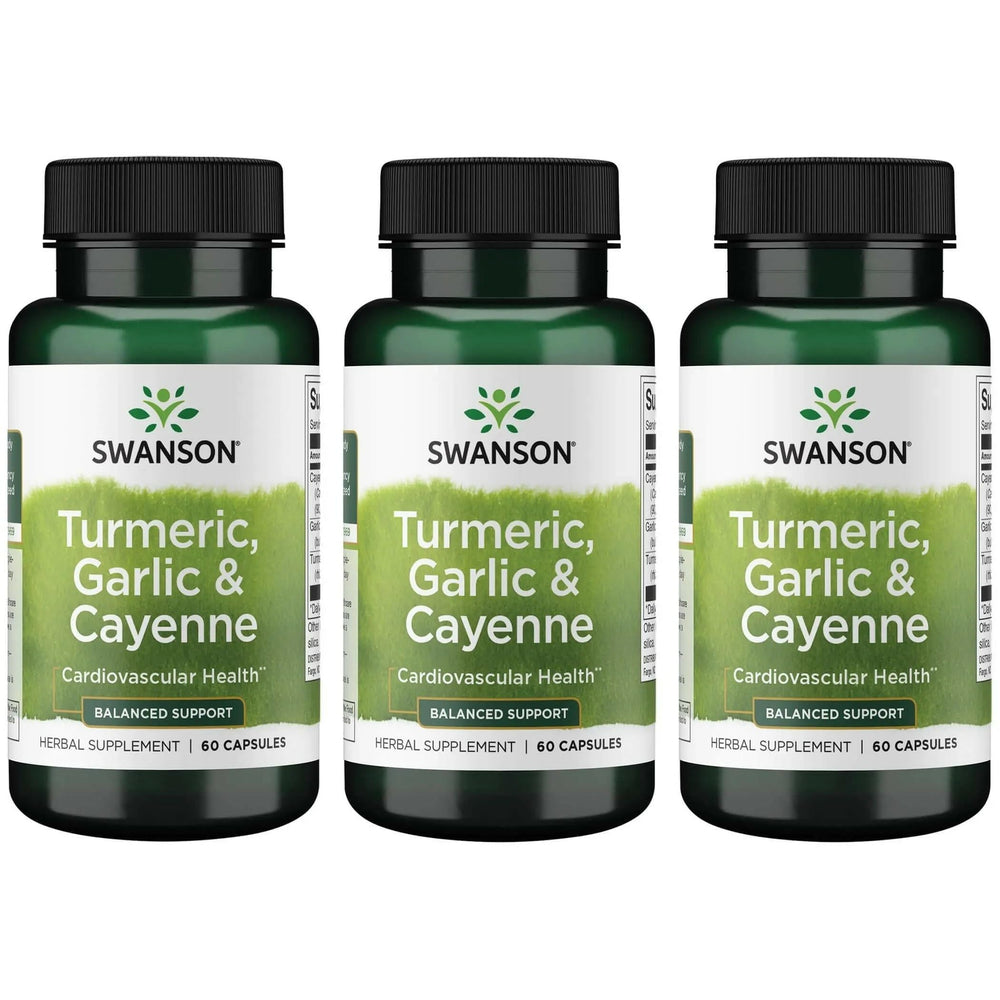 Bottle of Swanson Full Spectrum Turmeric Garlic & Cayenne 60 capsules