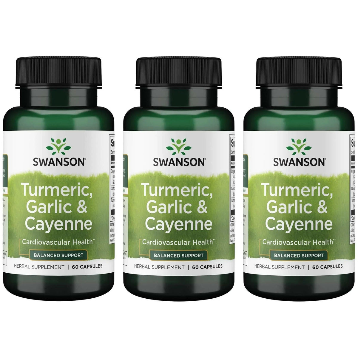 Bottle of Swanson Full Spectrum Turmeric Garlic & Cayenne 60 capsules