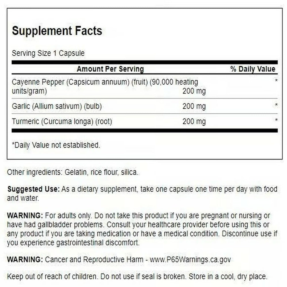 Three herbs turmeric, garlic, and cayenne for cardiovascular support