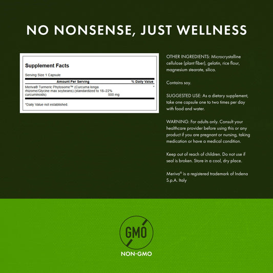 Label close-up showing Meriva and 500 mg per capsule