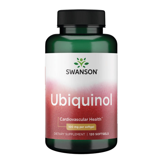 Bottle of Swanson Ubiquinol 100 mg softgels