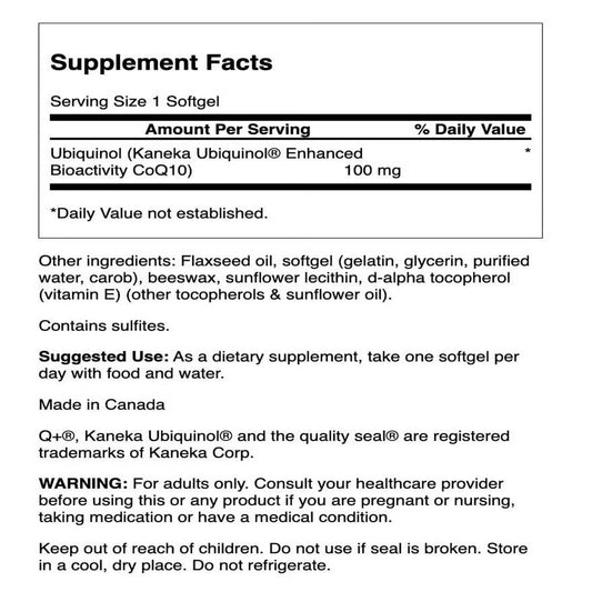 Close-up of Swanson Ubiquinol 100 mg softgels