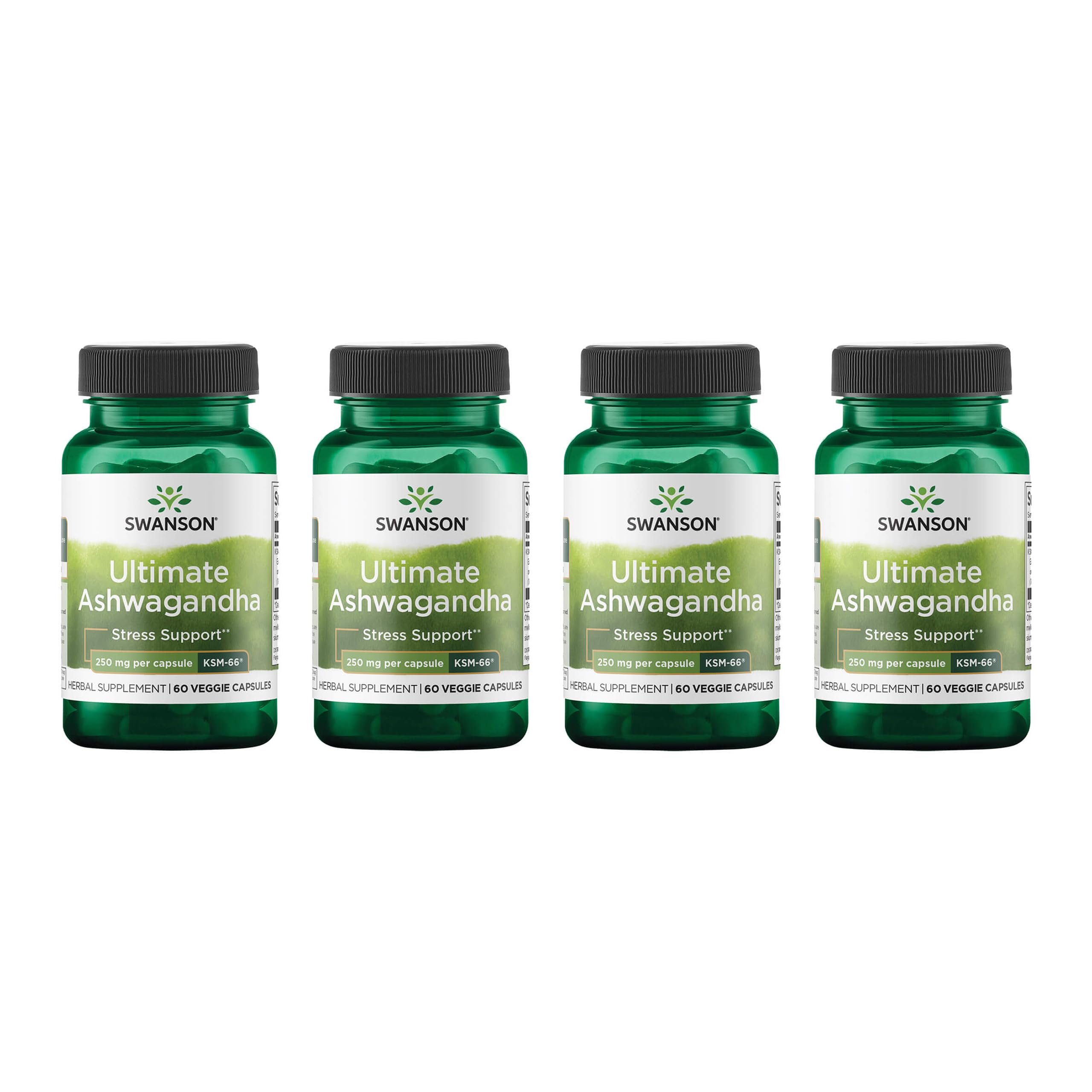 Swanson Ultimate Ashwagandha KSM-66 bottle for daily stress support and relaxation