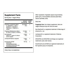Label showing 66B CFU and 14 probiotic strains