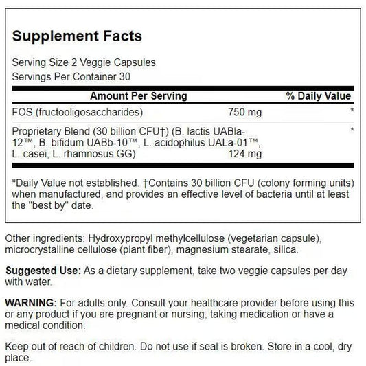 Label highlighting 30 Billion CFU potency