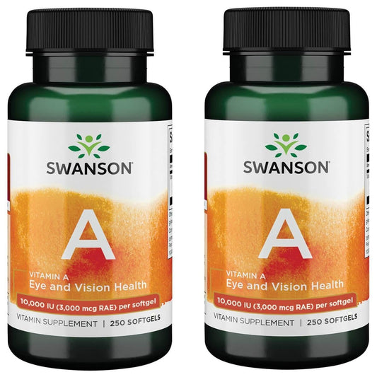 Swanson Vitamin A 10,000 IU softgels bottle - 2 pack