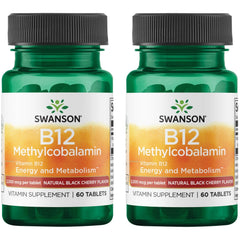 Swanson Vitamin B12 Methylcobalamin 2,500 mcg - Black Cherry Flavor, 60 Tabs (2 Pack)