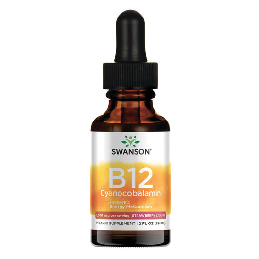 Swanson Vitamin B-12 Sublingual Liquid bottle, 1000 mcg, 2 fl oz (59 ml)