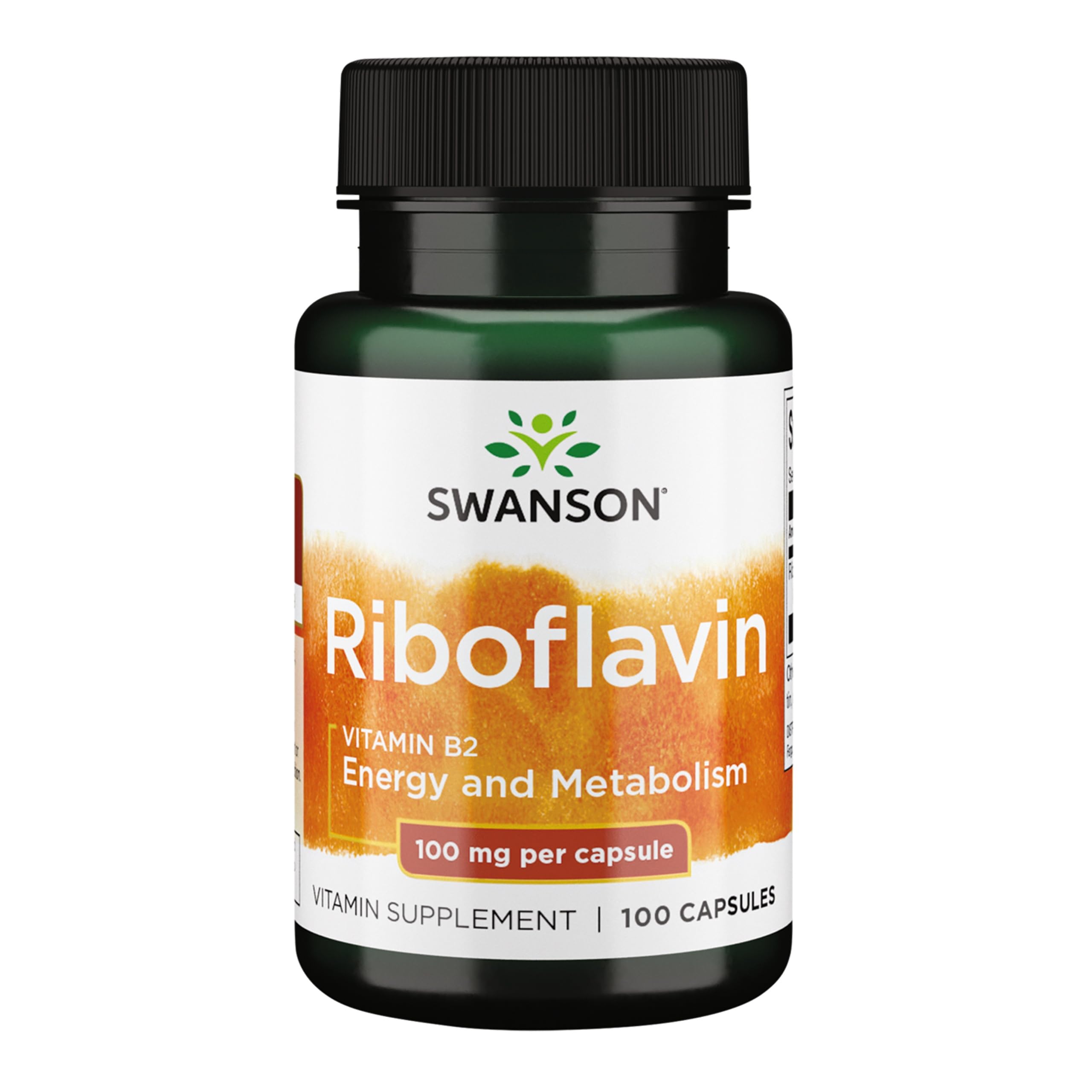 Bottle of Swanson Vitamin B2 Riboflavin 100 mg capsules