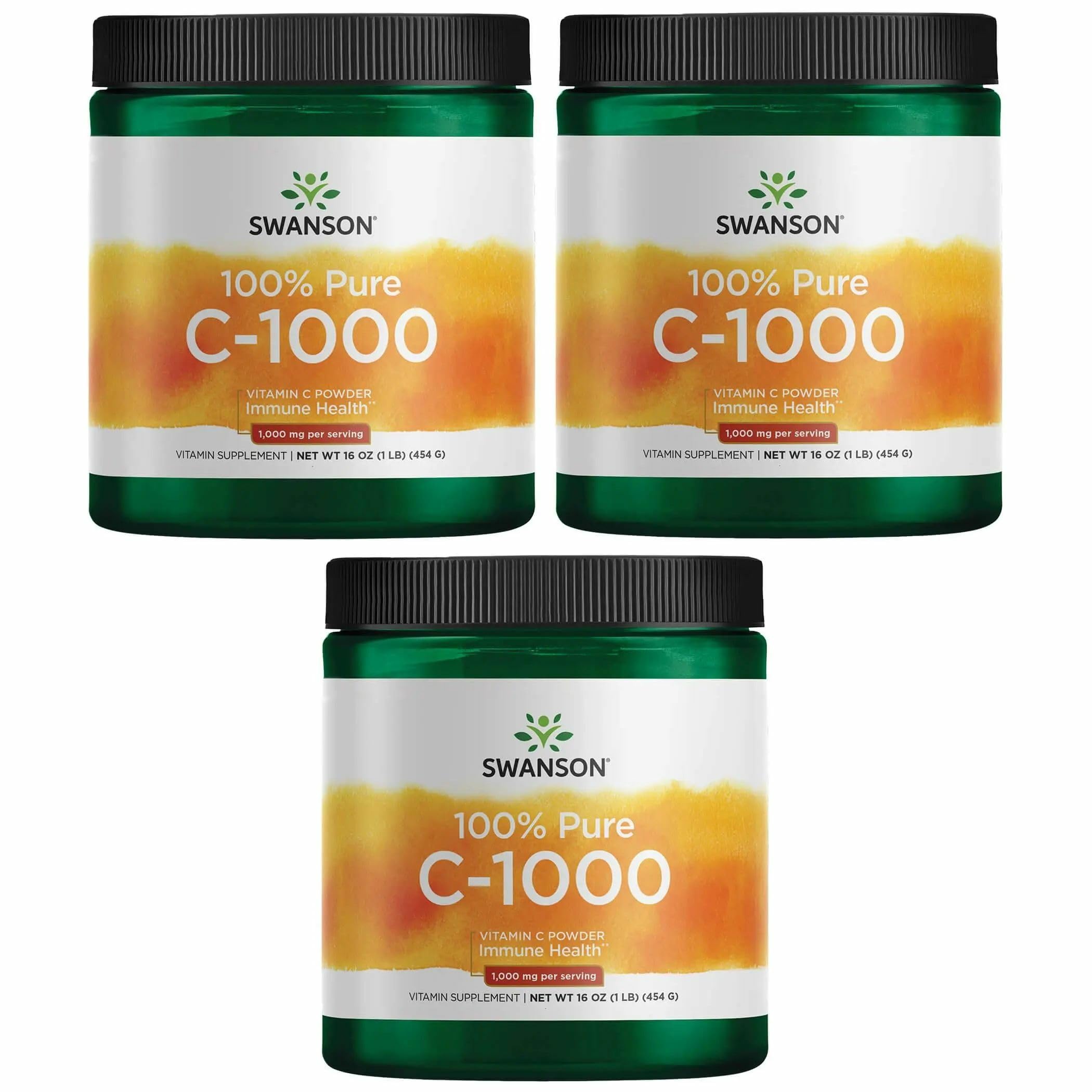Swanson Vitamin C Powder 3-pack tubs