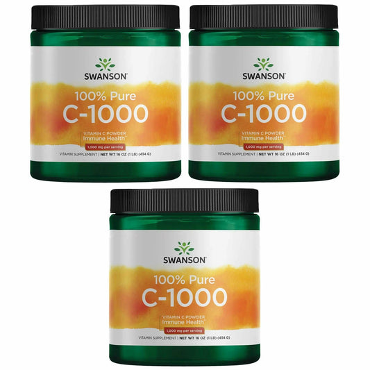 Swanson Vitamin C Powder 3-pack tubs