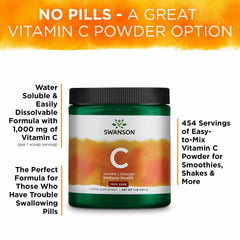Graphic illustrating immune, skin, and cardiovascular benefits of Vitamin C Powder