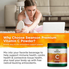 Quality testing and GMP certification badge for Swanson Vitamin C Powder