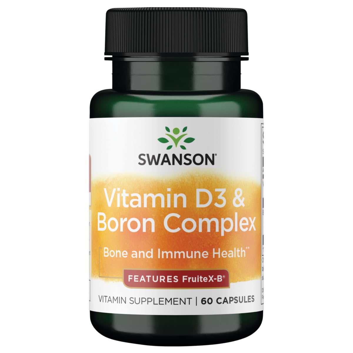 Bottle of Swanson Vitamin D & Boron 60 Capsules