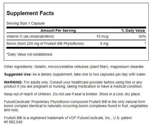 Close-up of Swanson Vitamin D & Boron capsules
