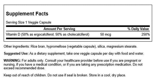 Close-up of Swanson Vitamin D Complex label
