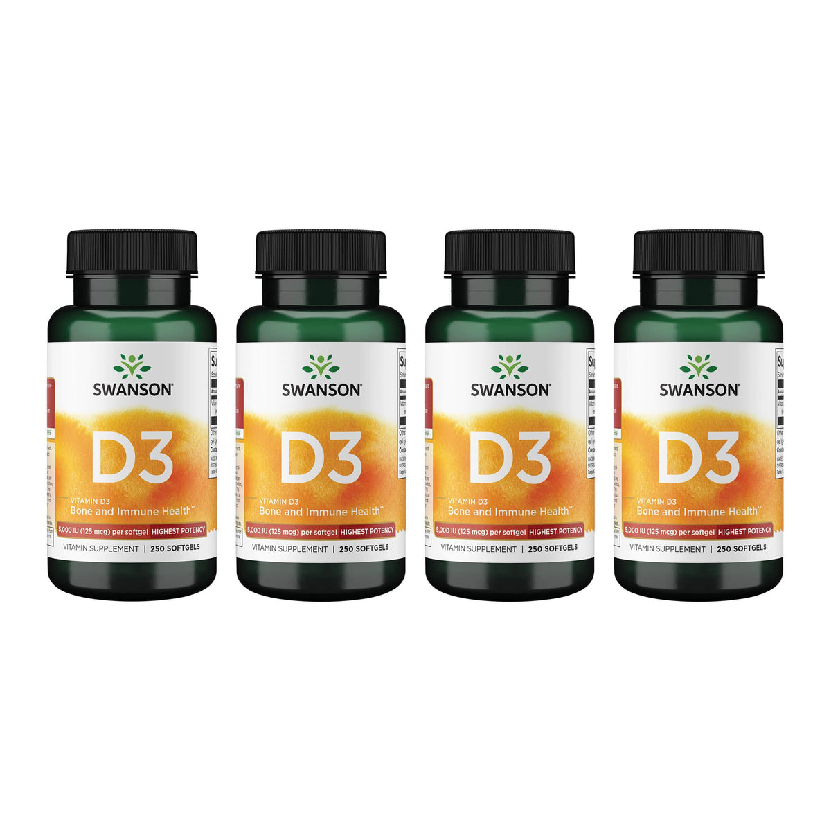Swanson Vitamin D3 250 softgels 4-pack product hero image