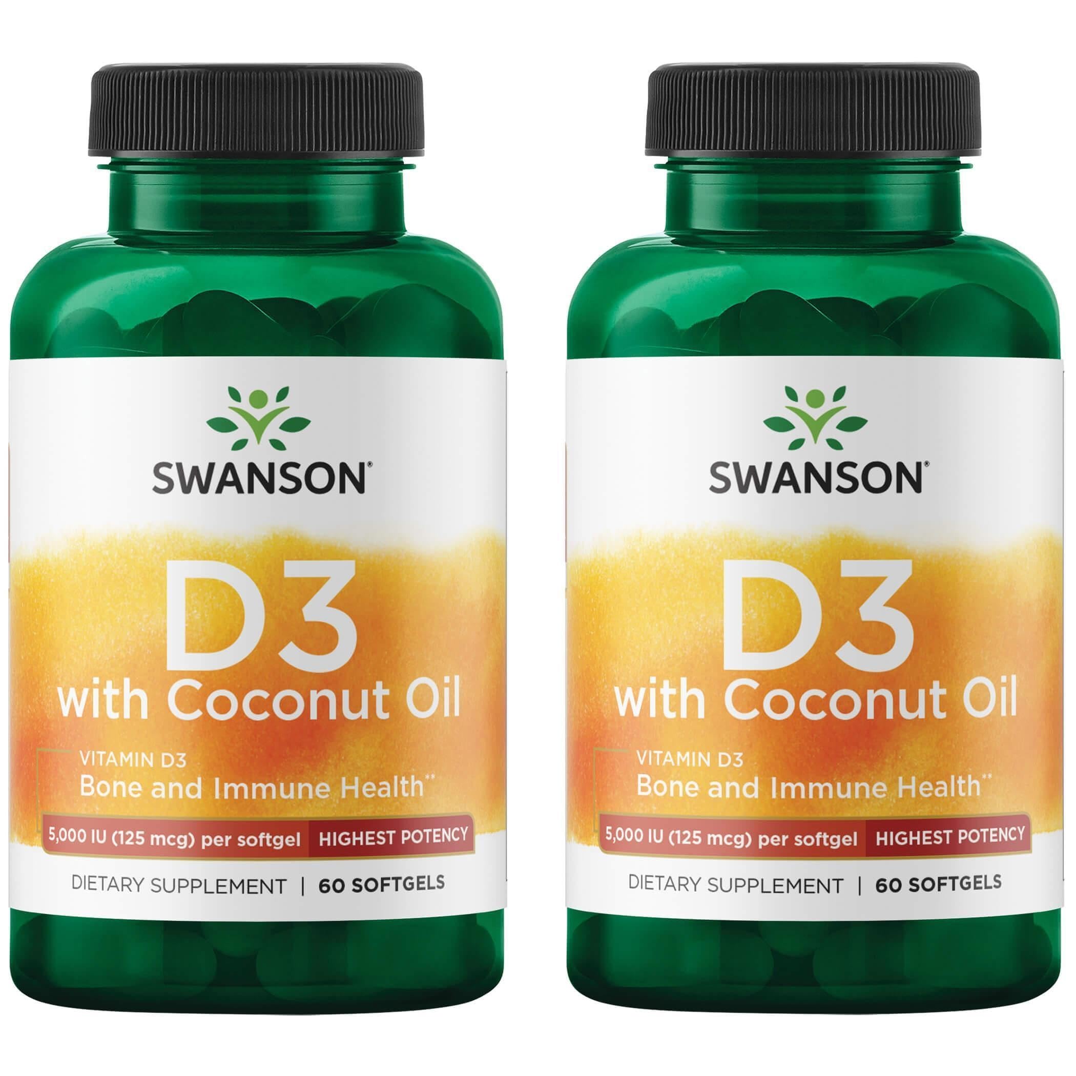Swanson Vitamin D-3 with Coconut bottle front view