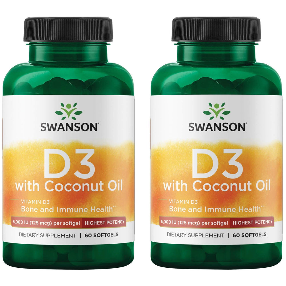 Swanson Vitamin D-3 with Coconut bottle front view