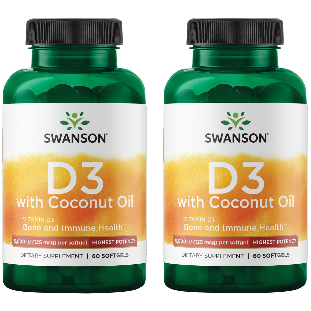 Swanson Vitamin D-3 with Coconut bottle front view