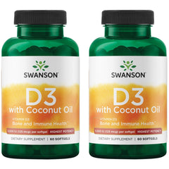 Swanson Vitamin D-3 with Coconut bottle front view