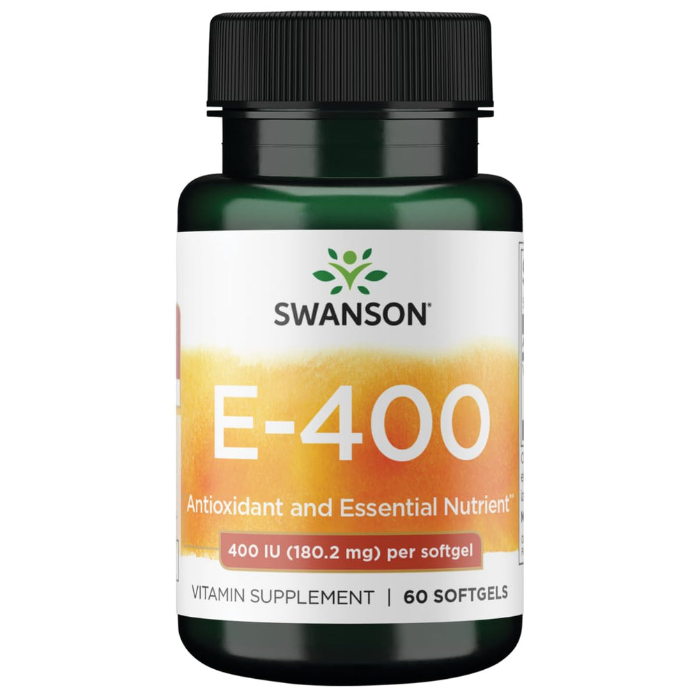 Swanson Vitamin E 400 IU softgels bottle front view
