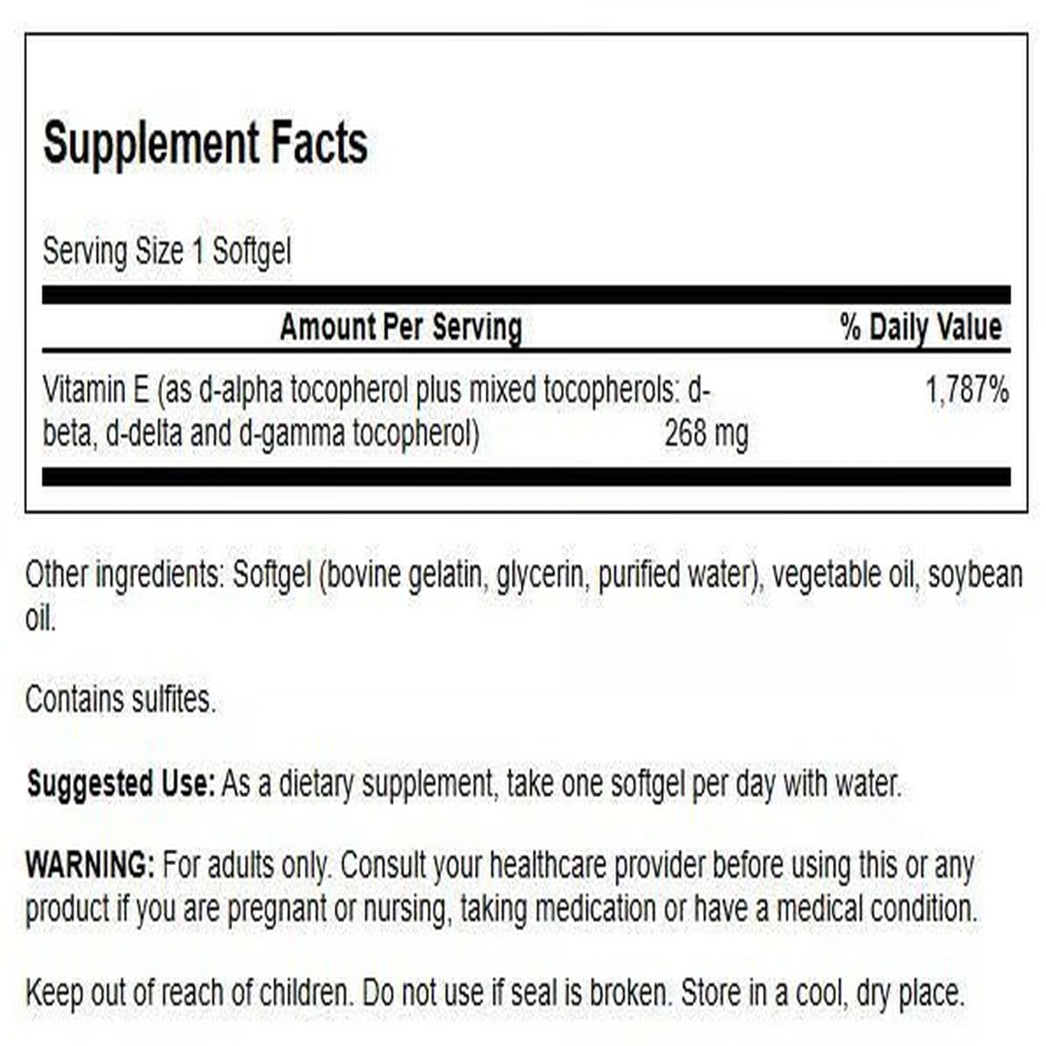 Swanson Vitamin E Mixed Tocopherols softgel bottle