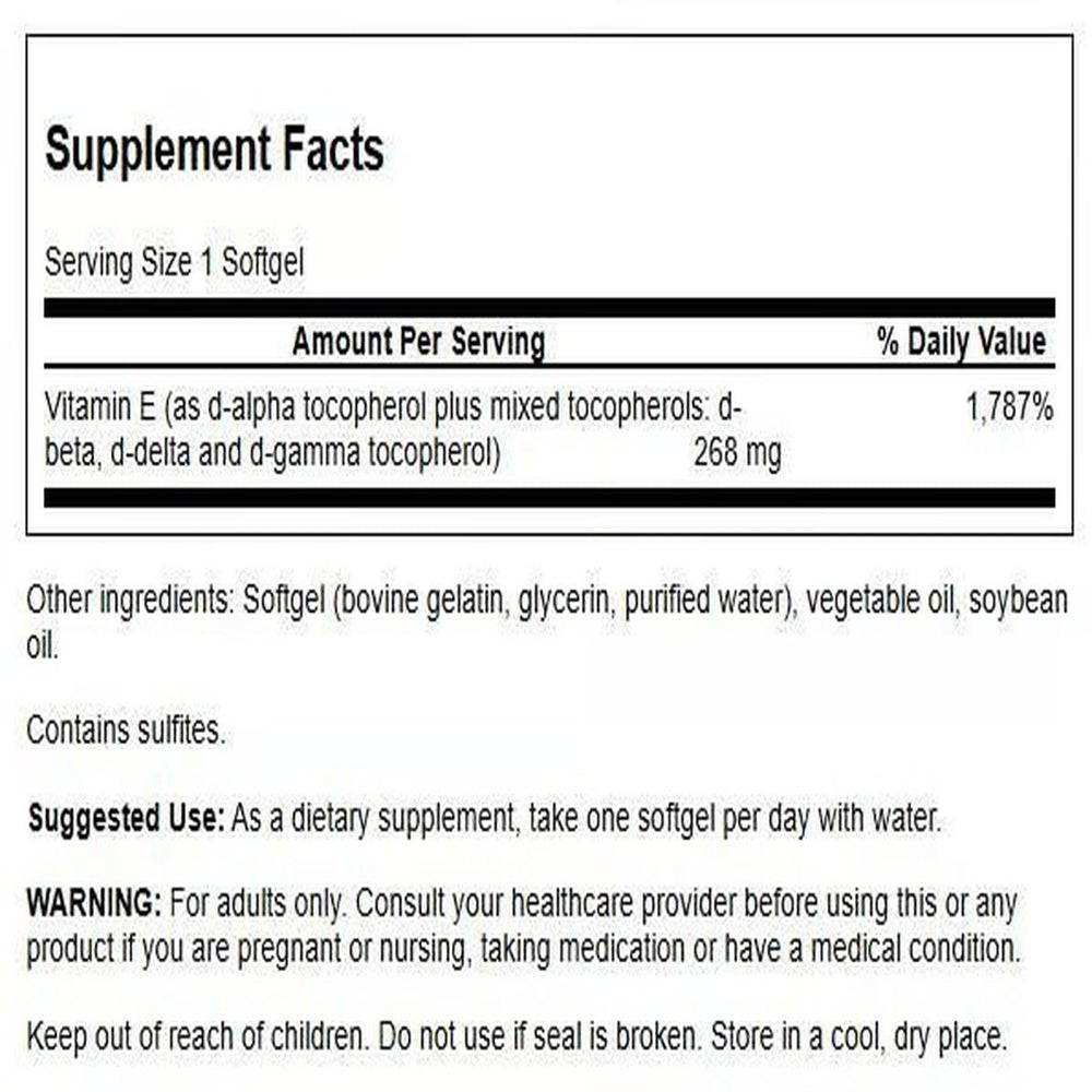 Swanson Vitamin E Mixed Tocopherols softgel bottle