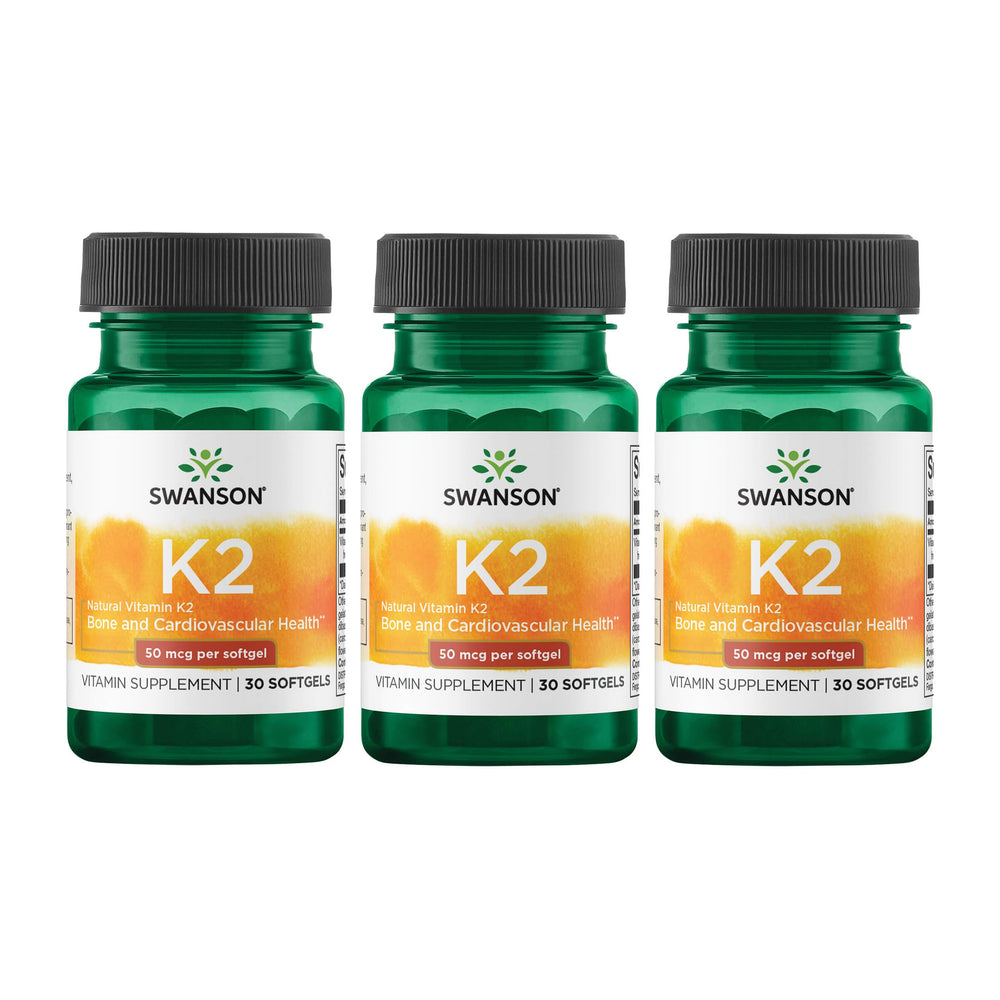 Front view of Swanson Vitamin K2 MK-7 Natto 50 mcg bottle