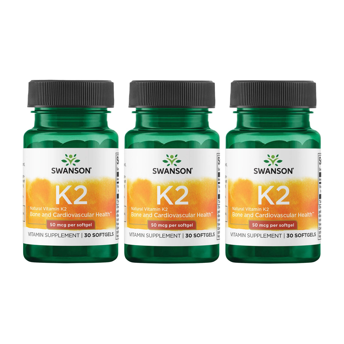 Front view of Swanson Vitamin K2 MK-7 Natto 50 mcg bottle