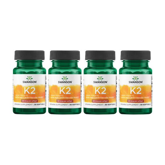 Swanson Vitamin K2 MK-7 Natto bottle front view - 50 mcg per softgel, 30 softgels