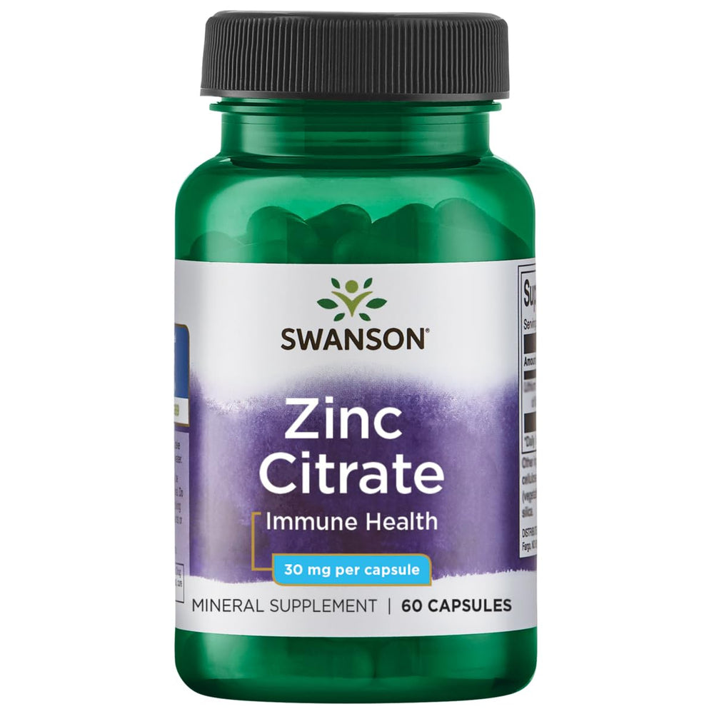 Swanson Zinc Citrate 30 mg bottle - 60 capsules