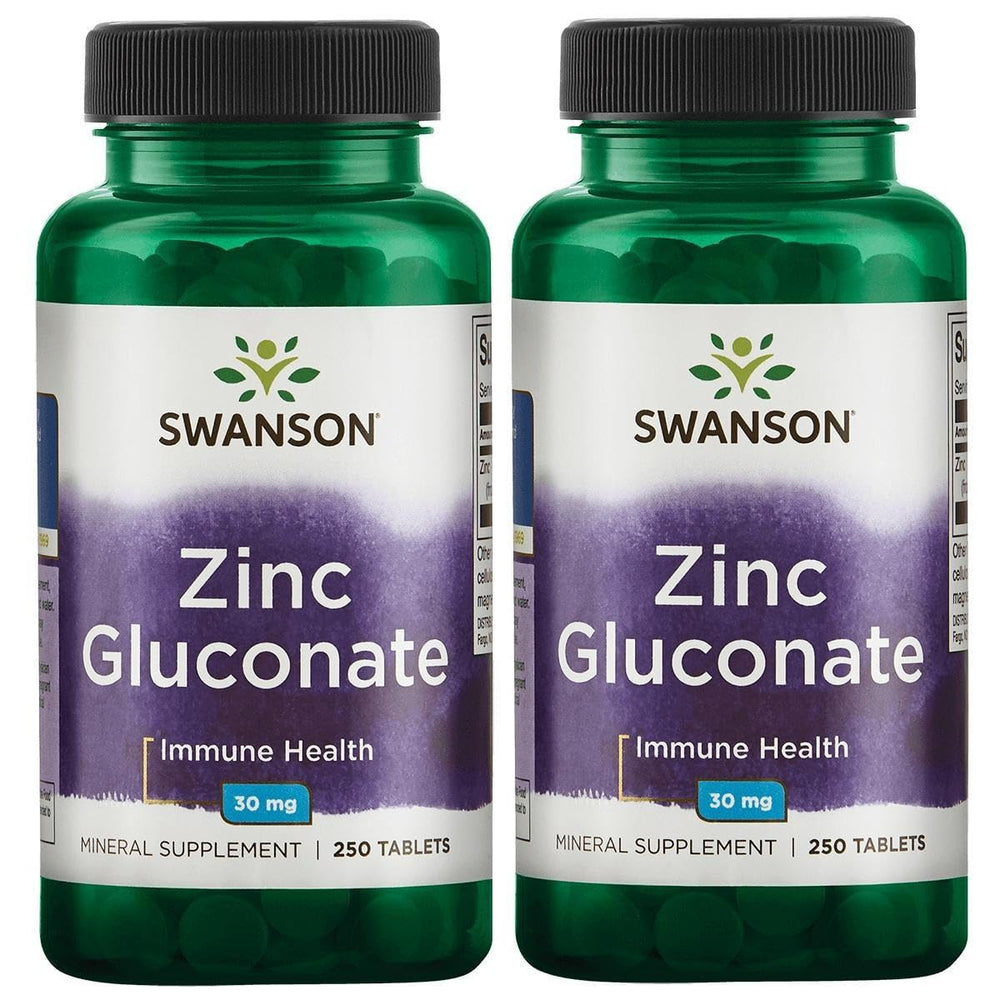Bottle of Swanson Zinc Gluconate 30 mg, 250 tablets, 2-pack