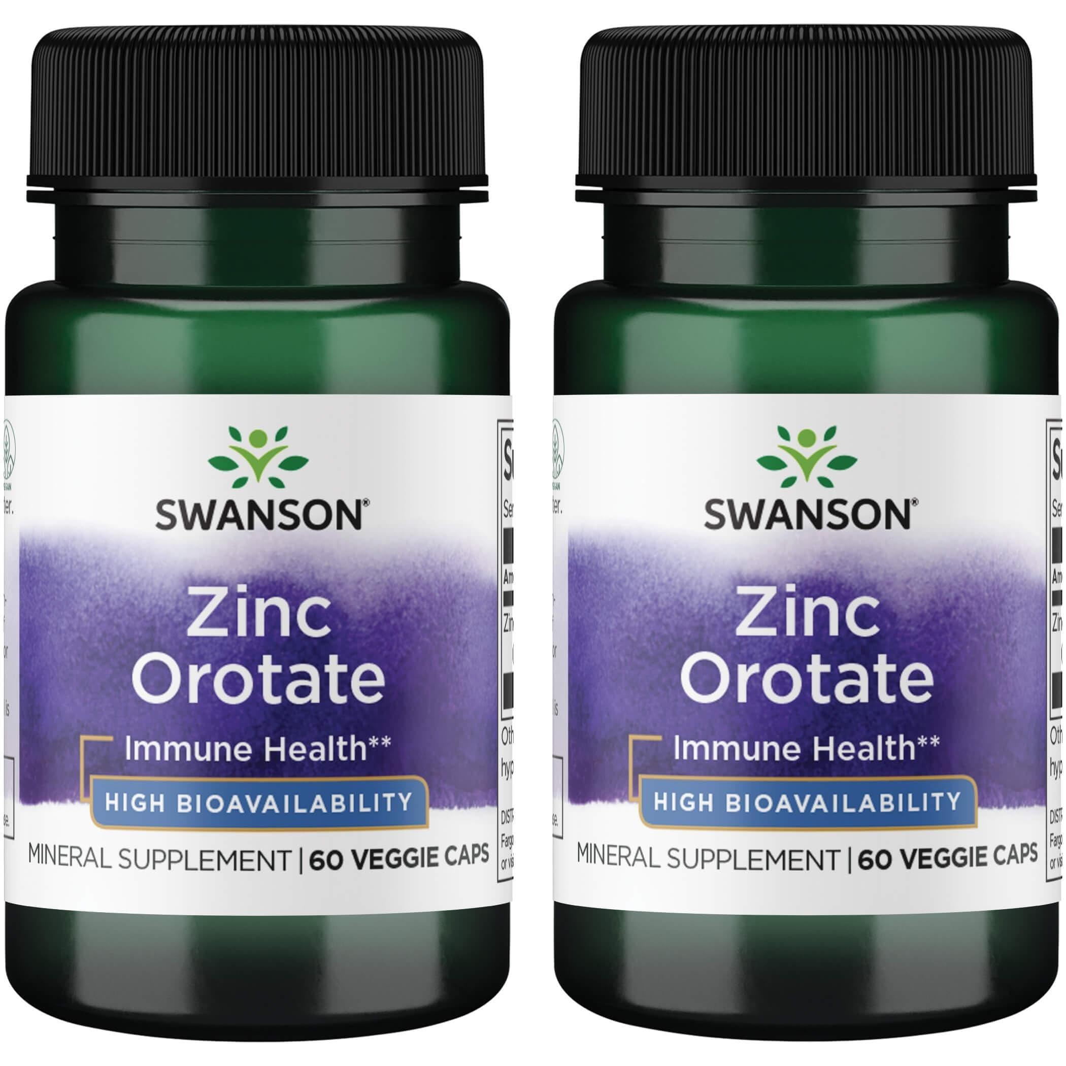 Swanson Zinc Orotate 10 mg elemental zinc - 60 vegan capsules, 2-pack
