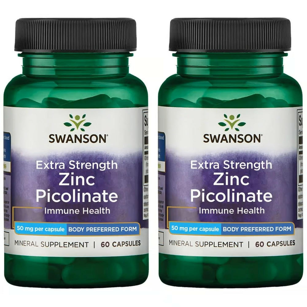 Front label of Swanson Zinc Picolinate 50 mg 60 capsules Pack 2