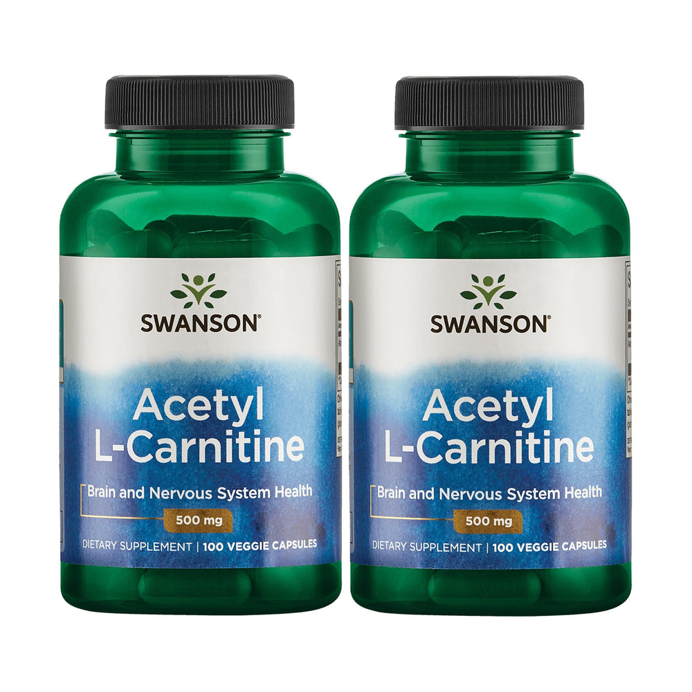 Front view of Swanson Acetyl-L-Carnitine 100 veggie capsules bottle